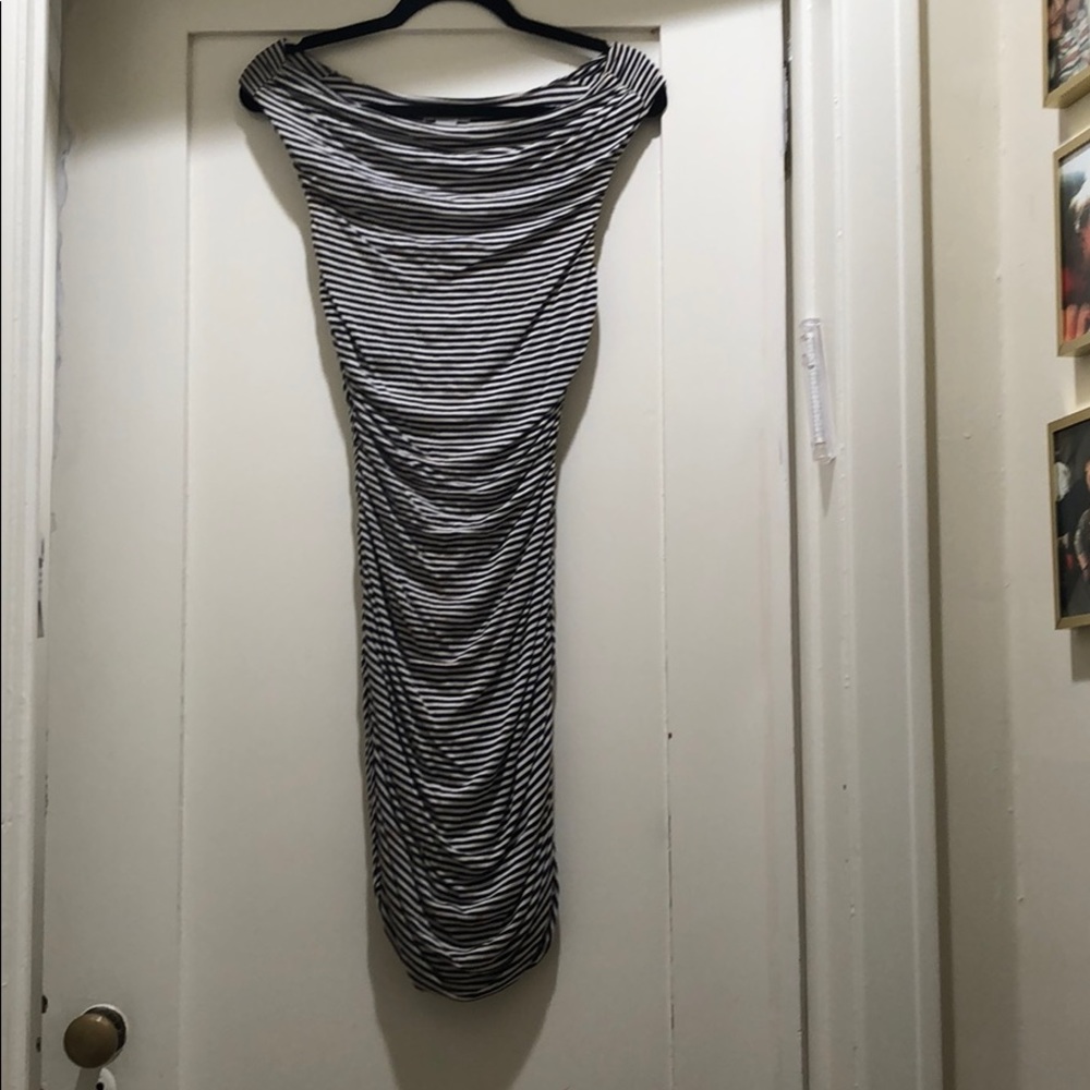 Black and white striped dress